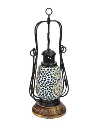 Mozaiková lucerna na svíčku ve tvaru petrolejky, 14x14x43cm