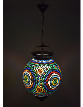 Kulatá skleněná mozaiková lampa, ruční práce, 30x30x31cm