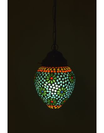 Skleněná mozaiková lampa, multibarevná, ruční práce, 13x13x20cm