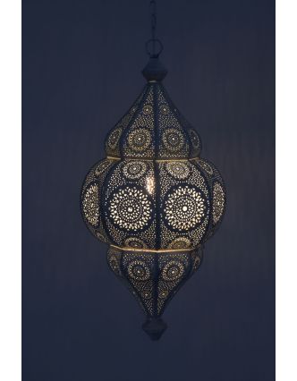 Lampa v orientálním stylu s jemným vzorem, stříbrno-bílá, 25x25x50cm
