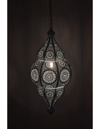 Lampa v orientálním stylu s jemným vzorem, stříbrno-namodralá, 25x25x50cm
