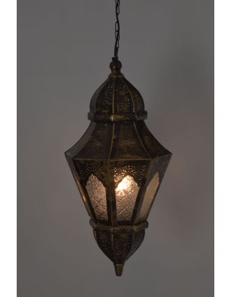 Lampa v orientálním stylu, čiré sklo, zlato-černá, 28x28x56cm