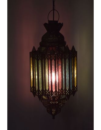 Arabská lampa, multibarevná, mosaz, sklo, ruční práce