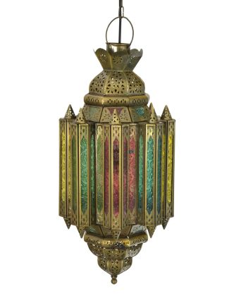 Arabská lampa, multibarevná, mosaz, sklo, ruční práce