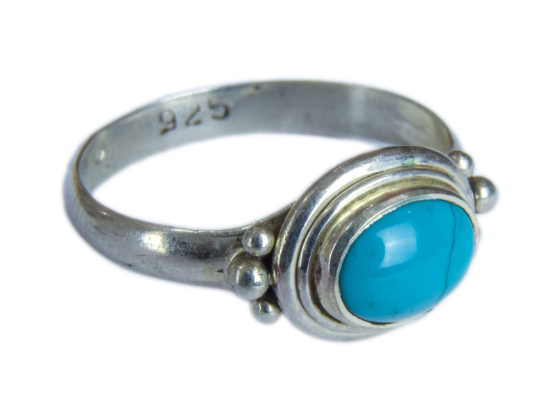 Stříbrný prsten vykládaný tyrkenitem, AG 925/1000, 3g, Nepál
