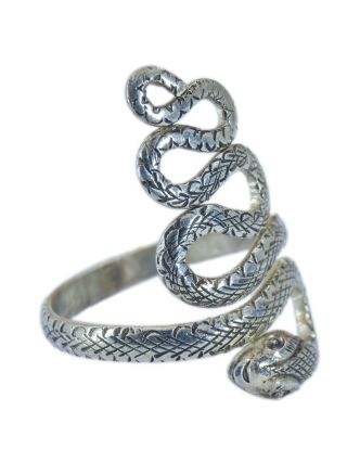 Stříbrný prsten kroucený had, zdobený ocas výška 28mm, AG 925/1000, 5g, Nepál
