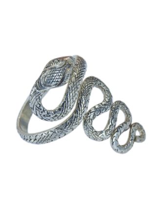 Stříbrný prsten kroucený had, zdobený ocas výška 28mm, AG 925/1000, 5g, Nepál