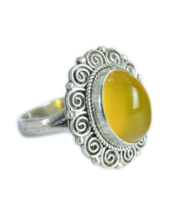 Stříbrný prsten vykládaný citrínem, AG 925/1000, 8g, Nepál