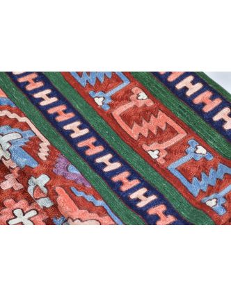 Ručně vyšívaný koberec/tapiserie, výšivka z hedvábí, 150x90cm