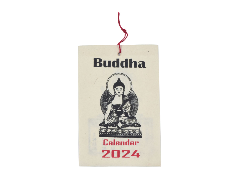 Kalendář Buddha, ručně tištěný na rýžovém papíru, 10x15cm