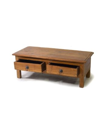 Odkládací stolek s šuplíky z teakového dřeva, 92x39x33cm