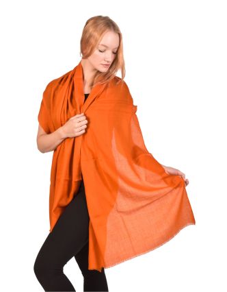 Luxusní šál z jemné kašmírové vlny, oranžová, 200x70cm