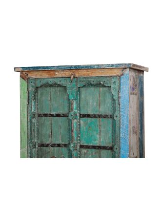 Skříň z mangového dřeva, staré teakové dveře s kováním, 95x46x183cm