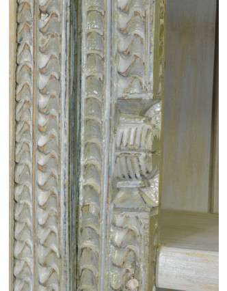 Knihovna z antik teakového dřeva, ruční řezby, 109x43x213cm