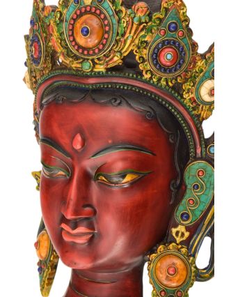 Maska Tara, ručně malovaná, pryskyřice, 22x10x36cm