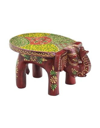 Dřevěný slon červený, ručně malovaný, 14x20x11cm