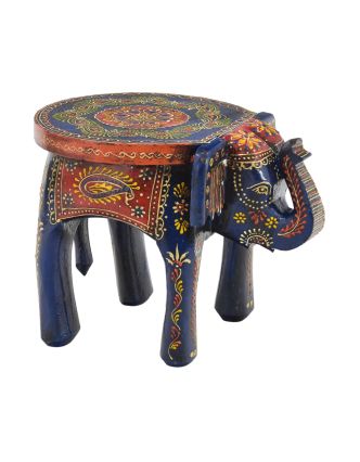 Dřevěný slon, ručně malovaný, 19x19x21cm