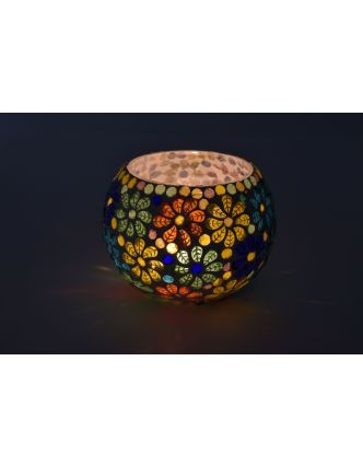 Lampička, skleněná mozaika, kulatá, průměr 13cm, výška 8cm