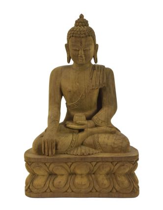 Dřevěná soška Buddha Šakjamuni, ruční práce, 30cm