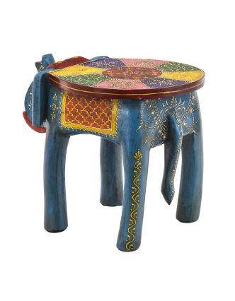Mini stolička ve tvaru slona, ručně malovaná, 40x30x30cm