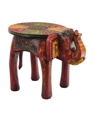Mini stolička ve tvaru slona, ručně malovaná, 40x28x32cm