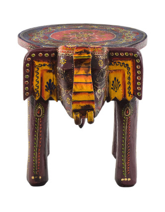 Mini stolička ve tvaru slona, ručně malovaná, 40x28x32cm