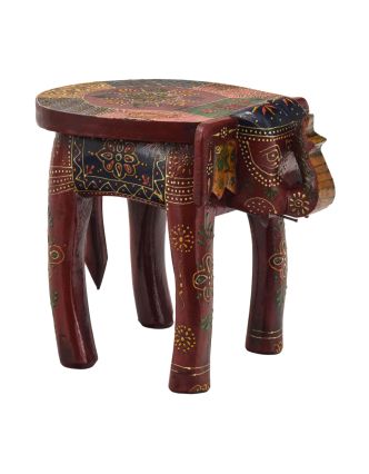 Dřevěný slon, ručně malovaný, 22x30x26cm