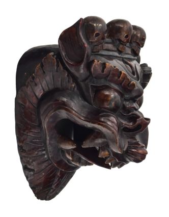 Drak, dřevěná maska, antik patina, 27x20x32cm