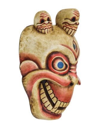 Lebka, dřevěná maska, ručně malovaná, 26x15x38cm