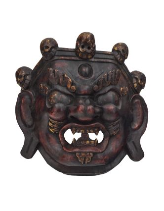 Dřevěná maska, "Bhairab", antik patina, 30x15x30cm