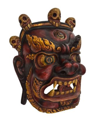 Dřevěná maska, "Bhairab", antik patina, 27x17x34cm