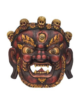 Dřevěná maska, "Bhairab", antik patina, 31x14x32cm