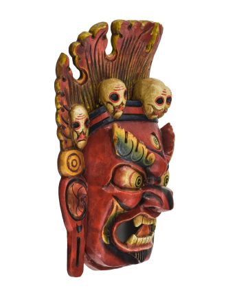 Dřevěná maska, "Bhairab", ručně vyřezávaná, malovaná, 27x12x38cm
