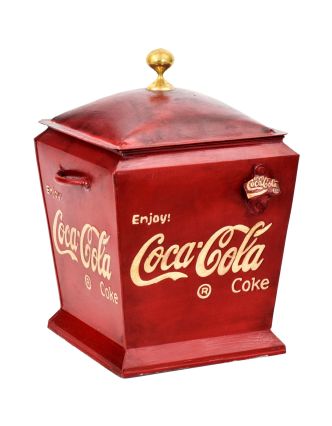 Plechová lednička "Coca Cola", antik, 30x30x44cm