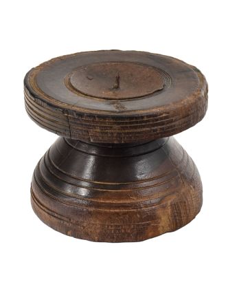 Dřevěný svícen ze starého teakového sloupu, 13x13x11cm
