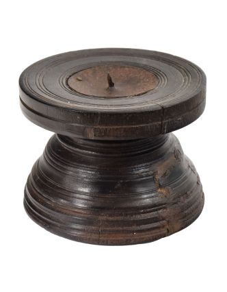 Dřevěný svícen ze starého teakového sloupu, 13x13x10cm