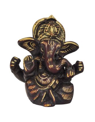 Ganesh, vínový, ručně zdobený, pryskyřice, 6cm