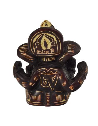 Ganesh, vínový, ručně zdobený, pryskyřice, 6cm