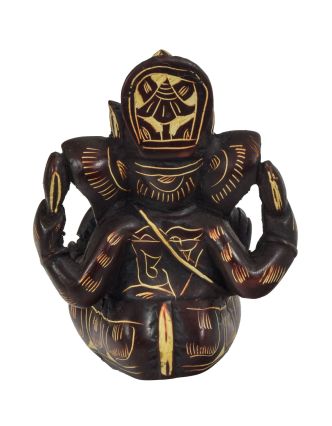 Ganesh, vínový, ručně zdobený, pryskyřice, 8cm