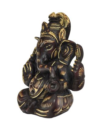 Ganesh, vínový, ručně zdobený, pryskyřice, 8cm