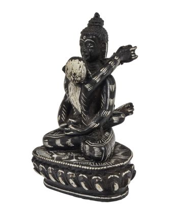 Buddha Shakti, pryskyřice, černý, ručně zdobený, 9x8x13cm