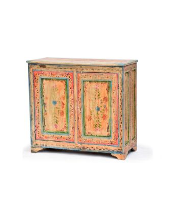 Ručně malovaná barevná komoda, starý teak, 94x43x87cm