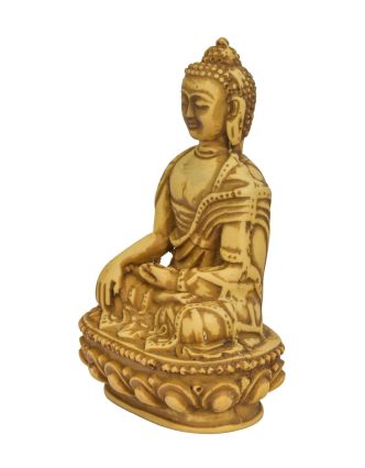 Buddha Šákjamuni, ručně vyřezávaný, světle hnědý, 7x5x10cm
