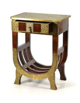 Noční stolek z palisandrového dřeva, mosazné kování, 46x31x60cm