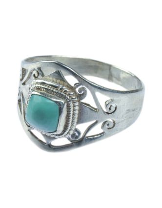 Stříbrný prsten vykládaný tyrkysem, AG 925/1000, 3g, Nepál