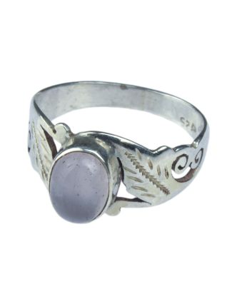 Stříbrný prsten vykládaný růženínem, AG 925/1000, 3g, Nepál