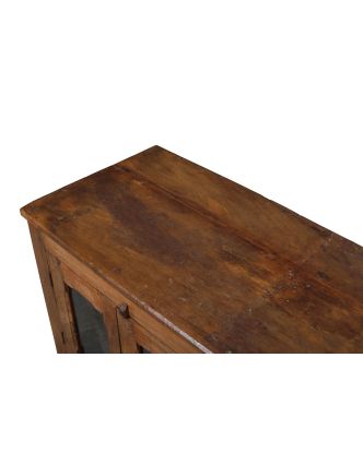 Prosklená skříň z teakového dřeva, 128x44x60cm