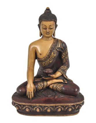 Buddha Šakjamuni, řučně vyřezávaný, pryskyřice, 23cm