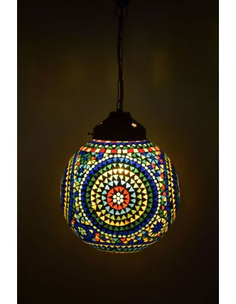 Kulatá skleněná mozaiková lampa, multibarevná, průměr 25cm, výška 28cm
