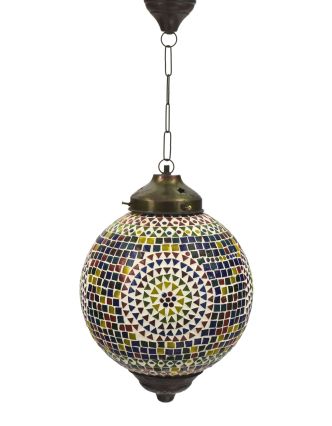 Skleněná mozaiková lampa, multibarevná, průměr 27cm, výška 36cm